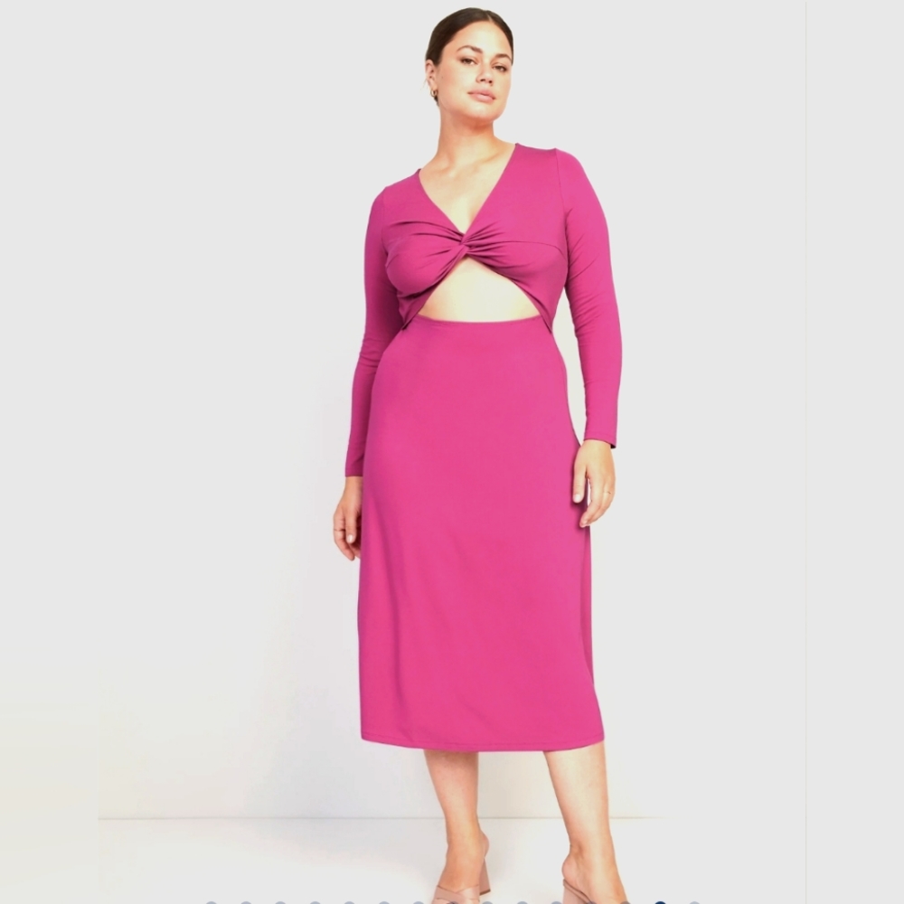 Old Navy Fit & Flair Twist-Front Cutout Midi Dress